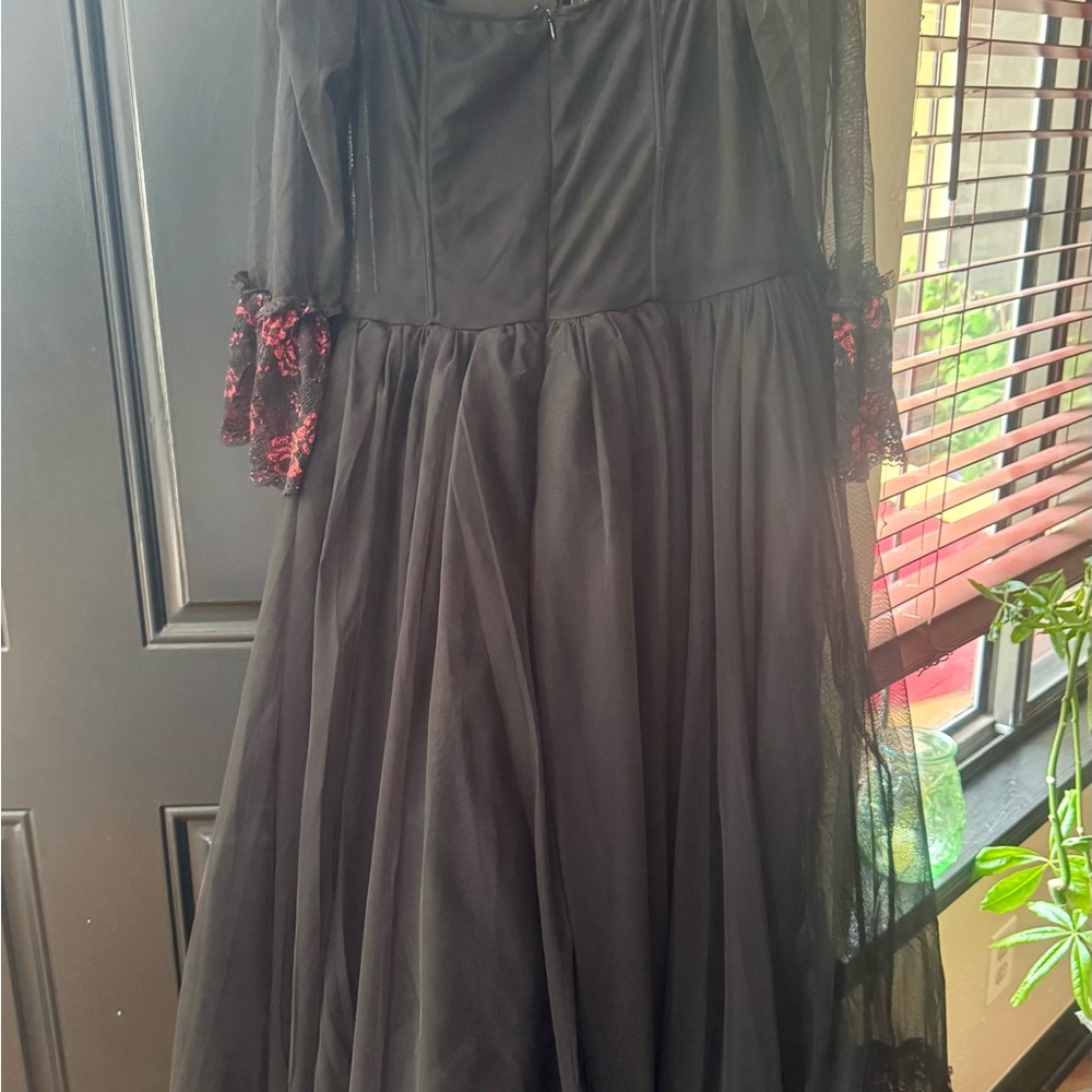 Dollskill Black and Red Lace Transparent Lace Corset Maxi Dress NWT XL goth! - Picture 5 of 5